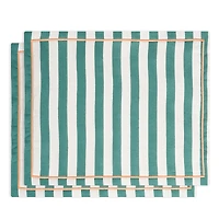 La DoubleJ Green Stripe Linen Placemat, Set of 2