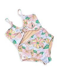 Girls' Retro Floral Monokini One Piece Swimsuit - Little Kid, Big Kid