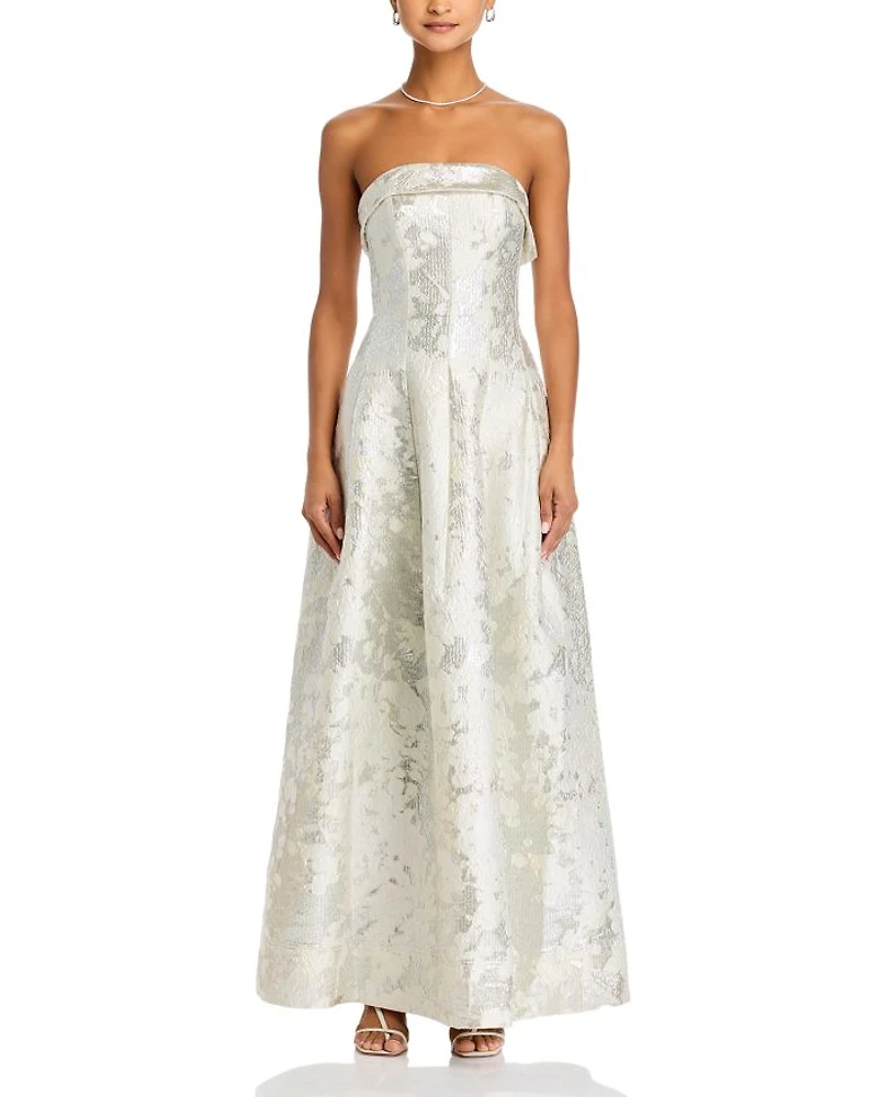 Octavia Jacquard Strapless Gown