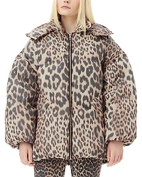 Ganni Leopard Puffer Down Jacket