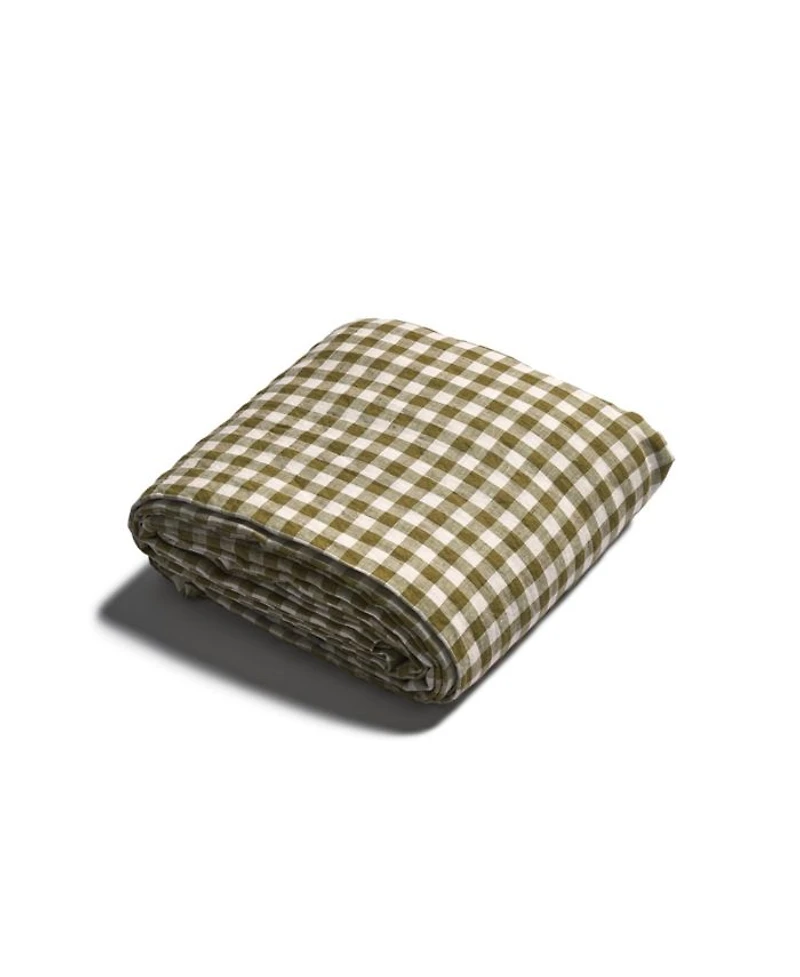 Gingham Linen Flat Sheet