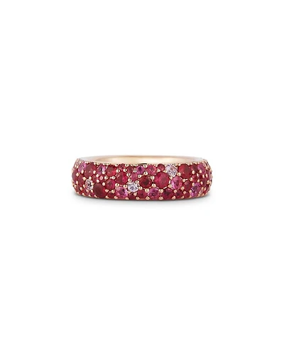 18K Rose Gold Pink Sapphire Band Ring, 3.87 tcw