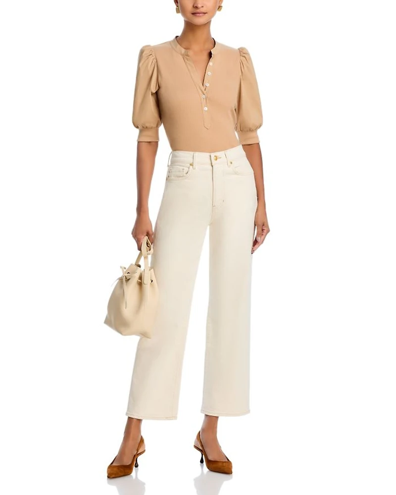 Dylan High Rise Straight Leg Ankle Jeans Ecru