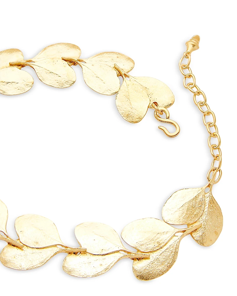 Kenneth Jay Lane Textured Leaf Collar Necklace, 18