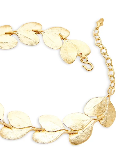 Kenneth Jay Lane Textured Leaf Collar Necklace, 18