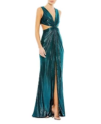 Mac Duggal Metallic Cut Out Gown