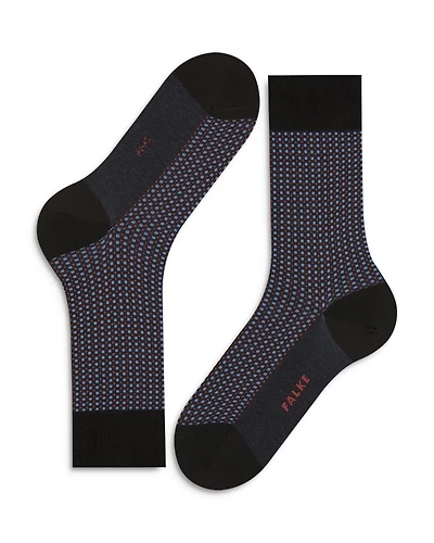 Uptown Tie Cotton & Nylon Grid Crew Socks