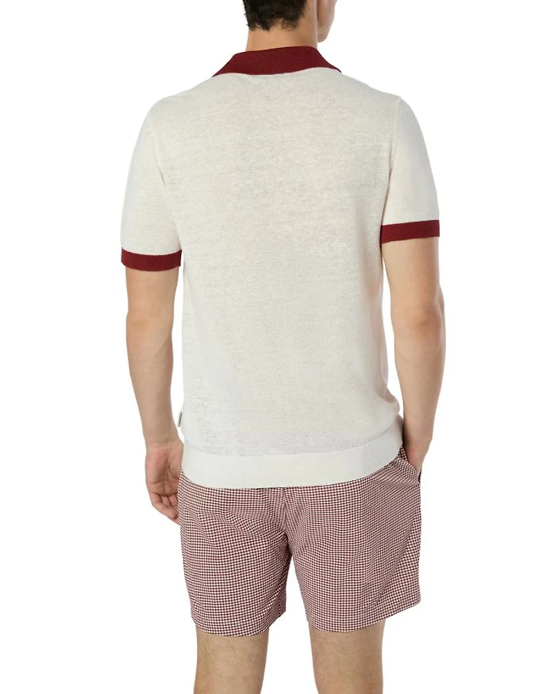 Linen Color Blocked Polo Shirt