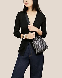 St. Barths Woven Metallic Silver Petite Tote Bag