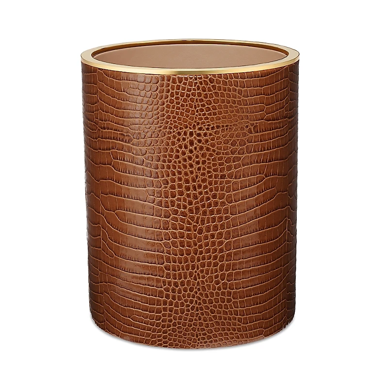 Aerin Classic Croc Embossed Leather Wastebasket