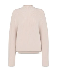 Side Split Wool Blend Mock Neck Knit Sweater