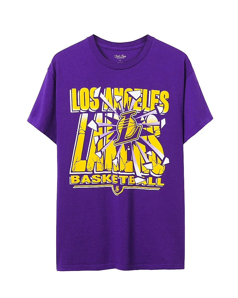Junk Food Clothing Unisex Nba Los Angeles Lakers Break Through Short Sleeve Tee
