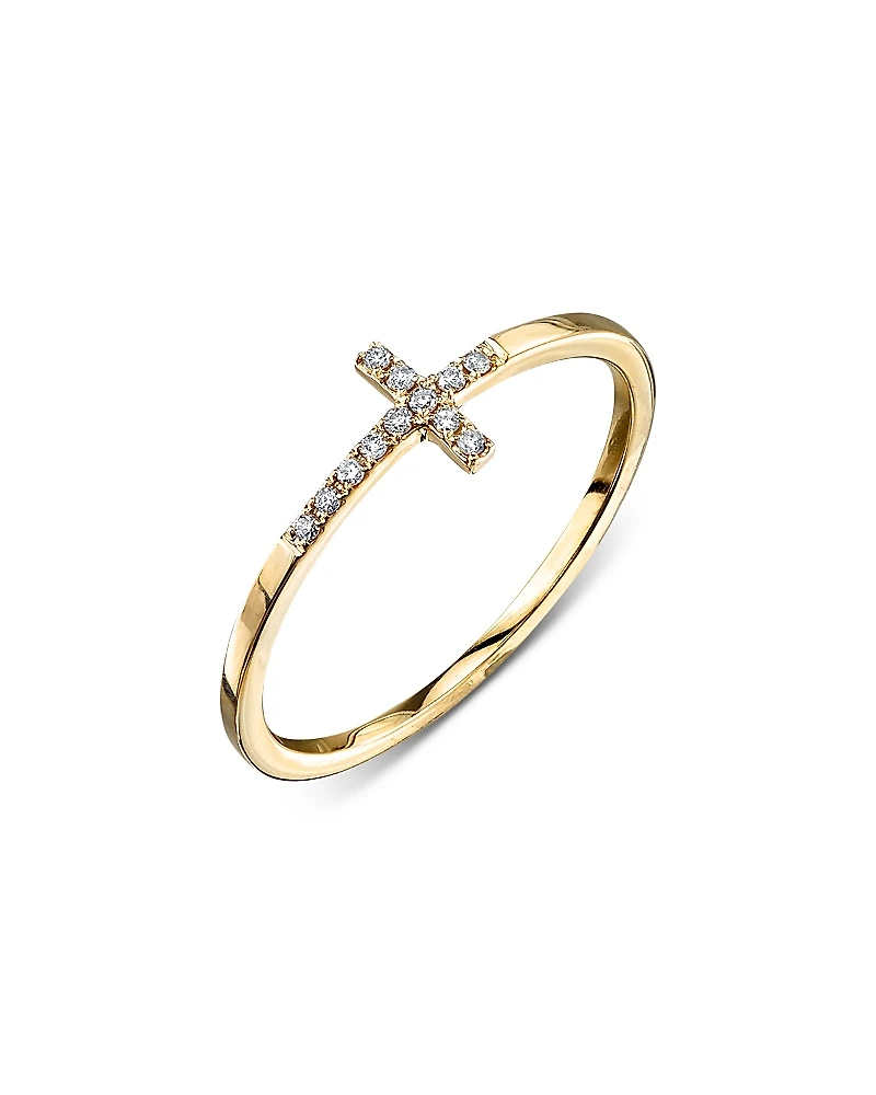 Sydney Evan 14K Yellow Gold Diamond Cross Ring