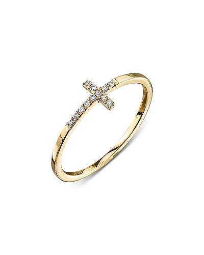 Sydney Evan 14K Yellow Gold Diamond Cross Ring