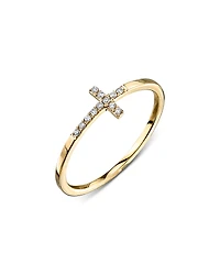 Sydney Evan 14K Yellow Gold Diamond Cross Ring