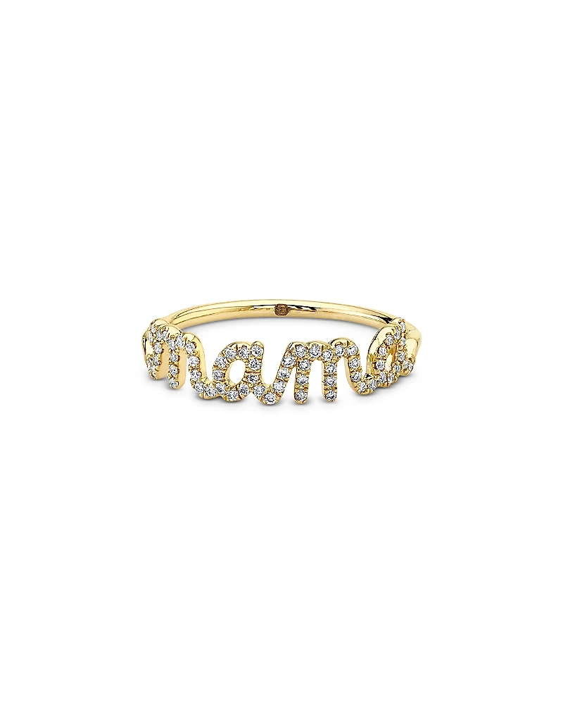 Sydney Evan 14K Yellow Gold Diamond Mama Script Ring