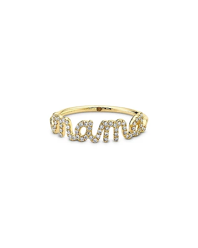 Sydney Evan 14K Yellow Gold Diamond Mama Script Ring