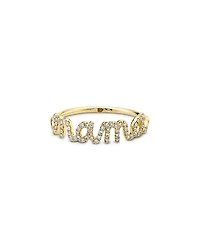 Sydney Evan 14K Yellow Gold Diamond Mama Script Ring