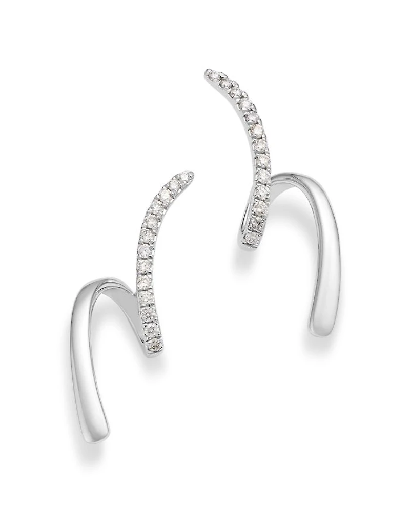 14K White Gold Diamond Ear Climbers, 0.33 tcw