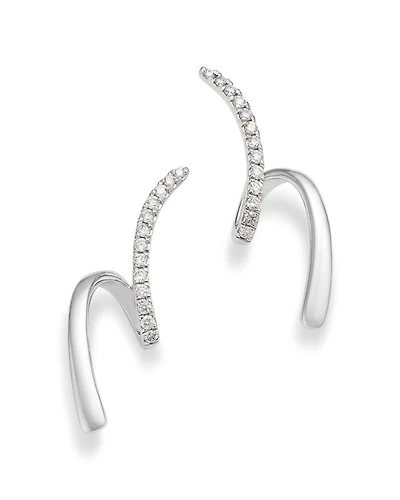 14K White Gold Diamond Ear Climbers, 0.33 tcw