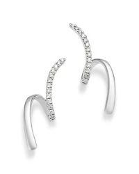 14K White Gold Diamond Ear Climbers, 0.33 tcw