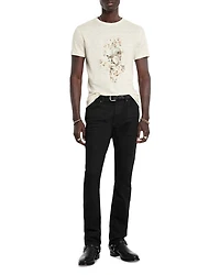 Floral Skull Graphic Print Linen Tee