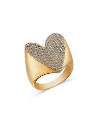 Bloomingdale's Fine Collection 14K Yellow Gold Pave Diamond Heart Ring