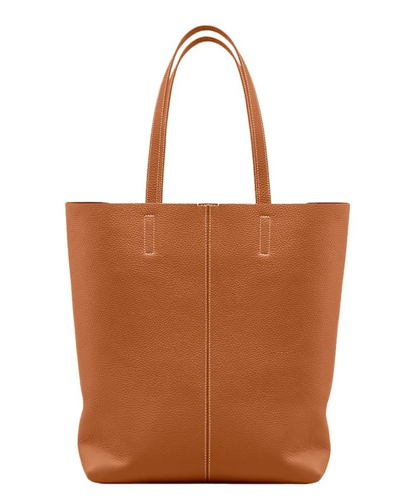 Tall Leather Soft Tote Bag