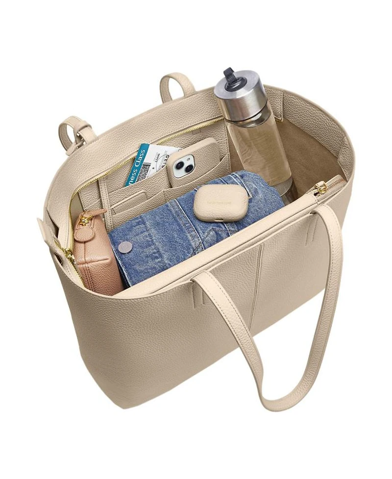Large Leather Zipped Soft Tote