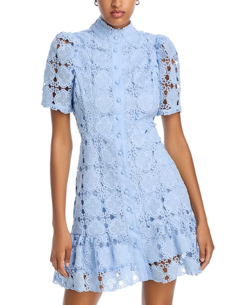 Floral Lace Mock Neck Mini Dress -Exclusive