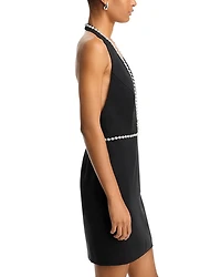 Phoebe Crepe Embellished Plunge Neck Mini Dress - Exclusive