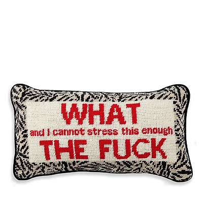 Furbish Studio Wtf Needlepoint Pillow, 14 x 8