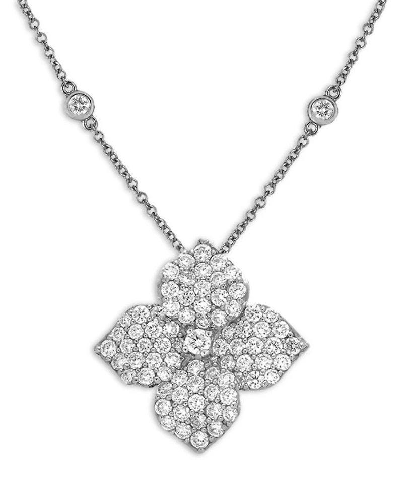 18K White Gold Large Fiore Necklace with Diamonds, 1.87 tcw