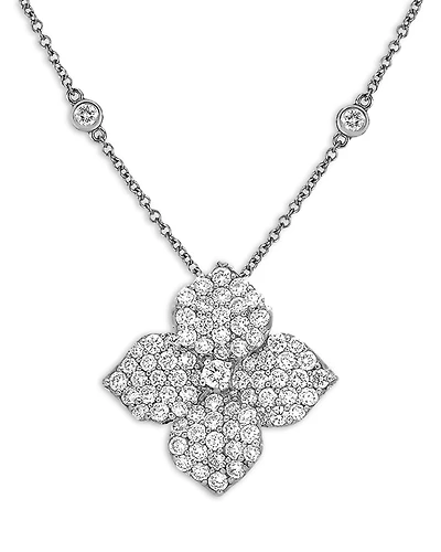 Piranesi 18K White Gold Large Fiore Necklace with Diamonds