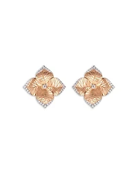 18K Rose Gold Oro Fiore Diamond Flower Small Stud Earrings