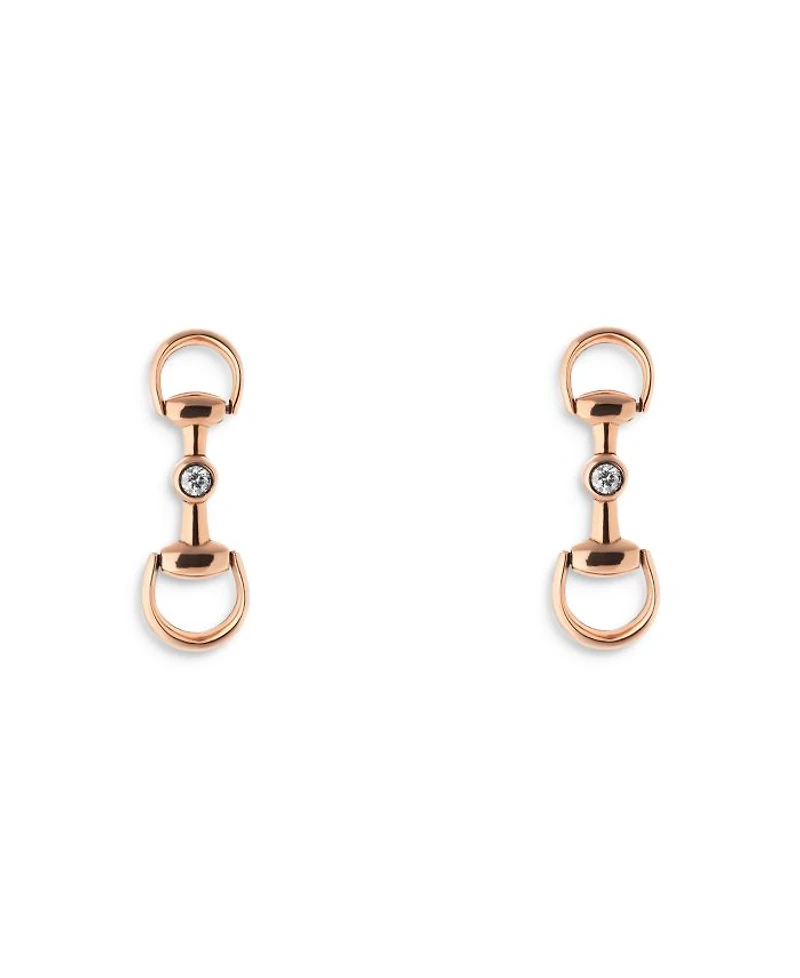 18K Rose Gold Horsebit Earrings with Diamonds