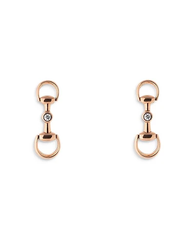 18K Rose Gold Horsebit Earrings with Diamonds