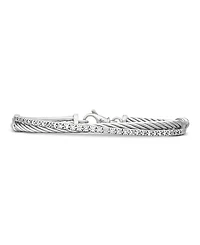 David Yurman Sterling Silver Crossover Bracelet with Diamonds