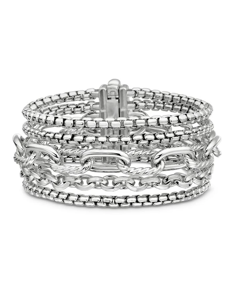 Sterling Silver Multi-Row Chain Bracelet