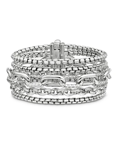 Sterling Silver Multi-Row Chain Bracelet