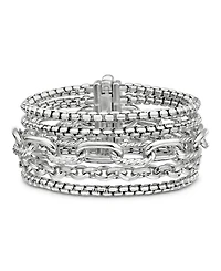 Sterling Silver Multi-Row Chain Bracelet