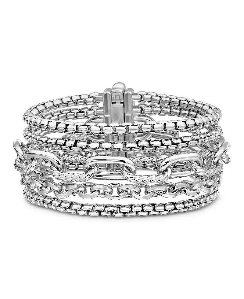 David Yurman Sterling Silver Multi-Row Chain Bracelet