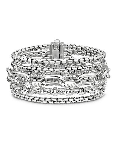 David Yurman Sterling Silver Multi-Row Chain Bracelet