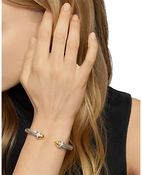 Cable Bracelet with 14K Yellow Gold Dome & Diamonds
