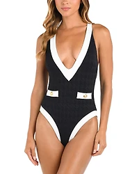 L'Agence Lisa Color Blocked One Piece Swimsuit
