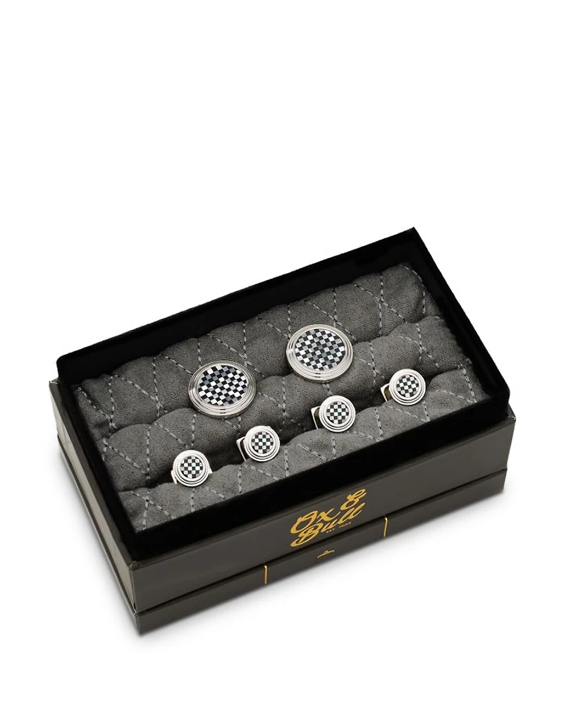 Onyx & Mother of Pearl Checker Stud Set