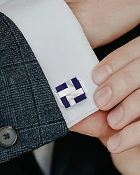Mother of Pearl and Lapis Blue Windmill Square Cufflinks