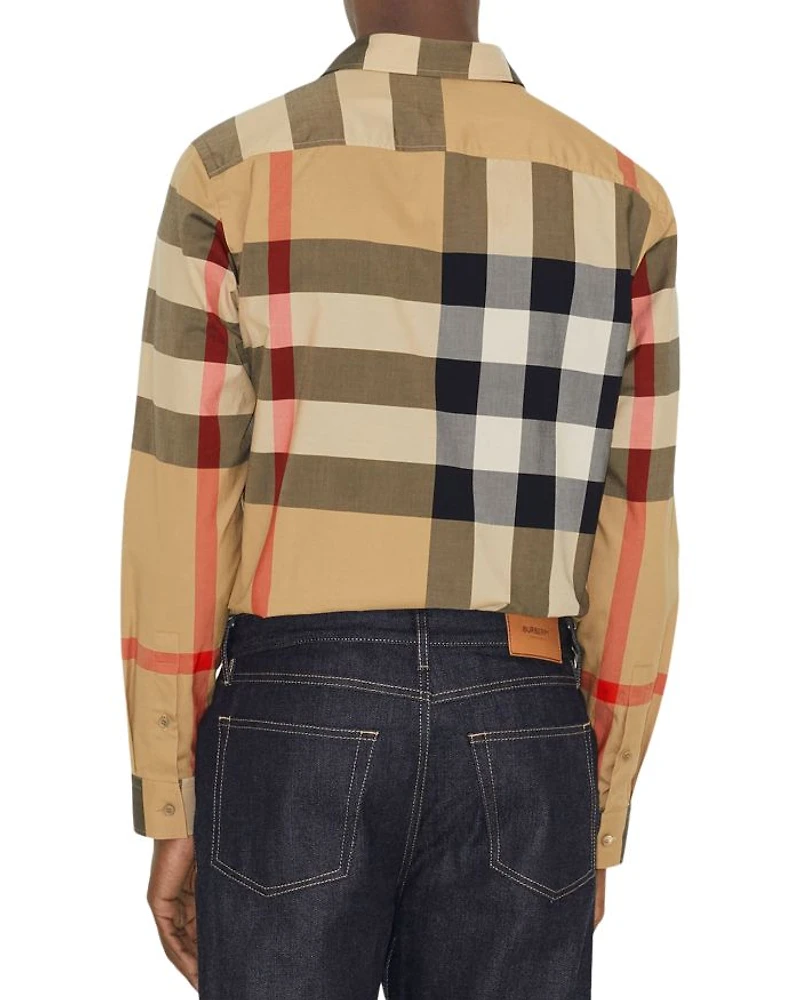 Summerton Cotton Poplin Check Slim Fit Button Down Shirt