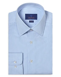 David Donahue Trim Fit Fine Line Twill Stripe Dress Shirt