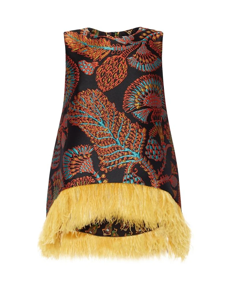 La Scala Top (With Feathers) Jacquard Sicomore Black